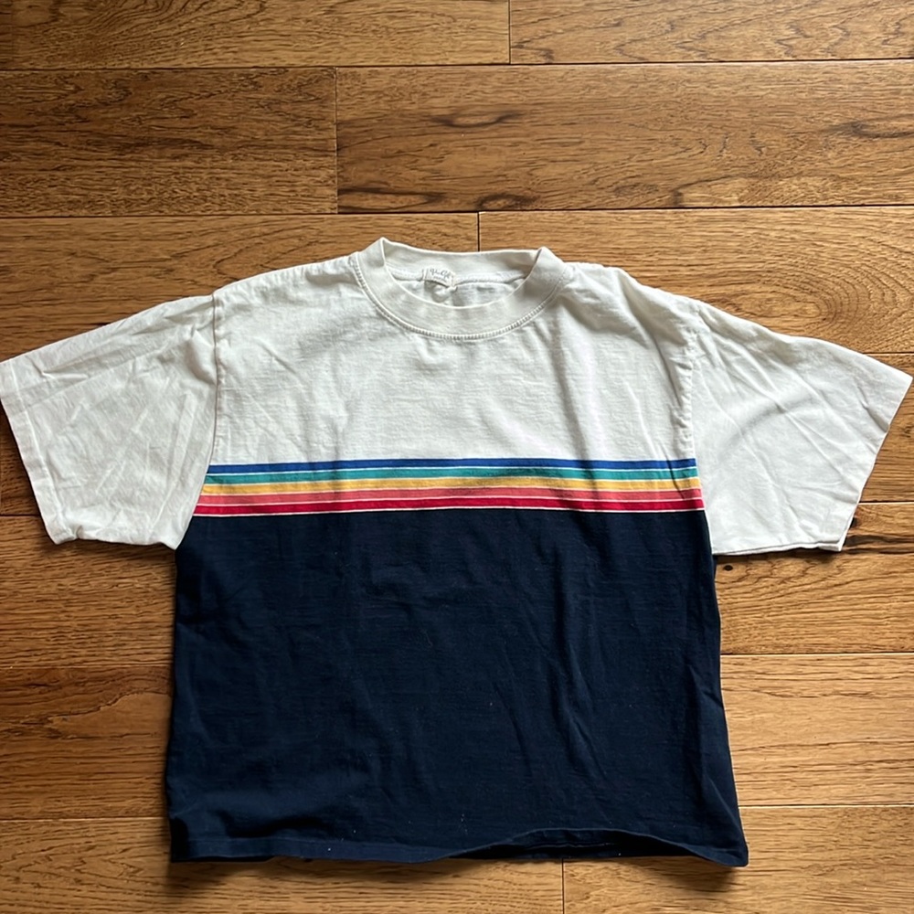 Brandy Melville striped t shirt navy rainbow 100 cotton